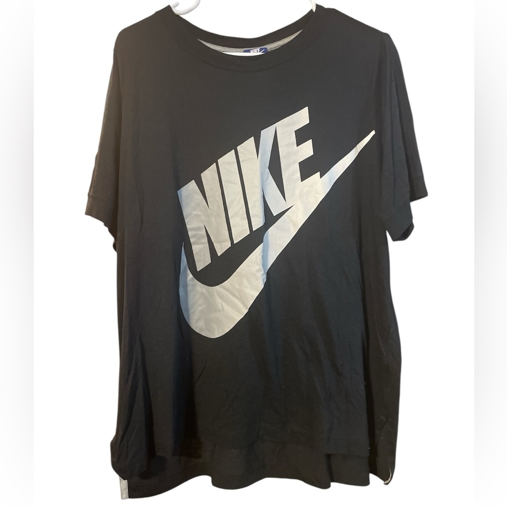 Nike Black Tee with Large White Swoosh